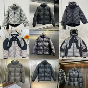LOUIS VUITTON LV FW21 patchwork warm fluffy hooded down jacket winter -4334  