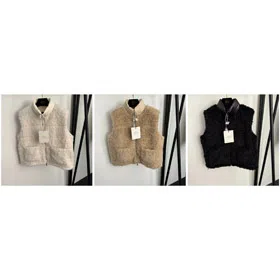 Moncler new down vest with stand-up collar and contrasting lambskin trim-5405  